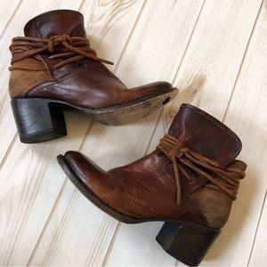 Freebird Casey leather heeled wrapped leather ankle booties